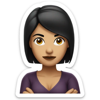 latina black hair arms crossed angry sticker