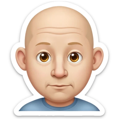Bald guy with big ears, big nose and a little fatty sticker