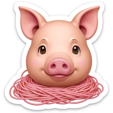   renaissance portrait monalisa pig with pink spaghetti  sticker