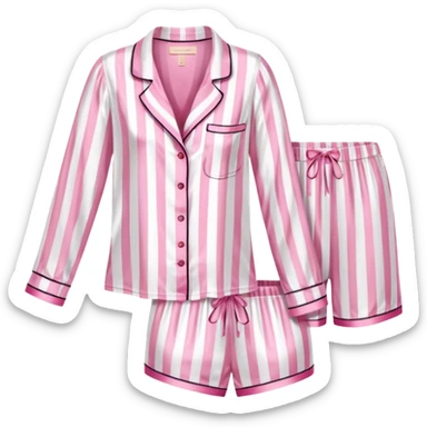 Striped pink and white silk Victoria’s Secret pajama set sticker