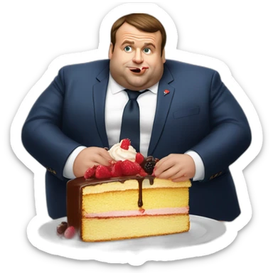 emmanuel macron morbidly obese eating cake sticker