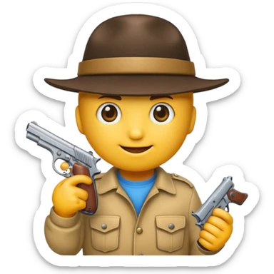 Un emoji con una gorra y una pistola en la mano sticker