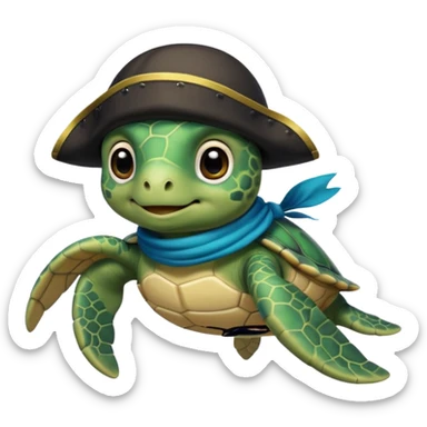 cute sea turtle wearing a green pirate scarf sticker