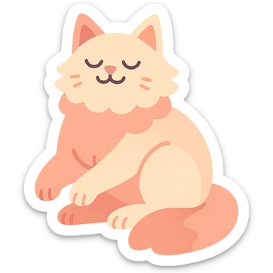 fluffy cat, relaxed pose, soft colors, gentle smile sticker