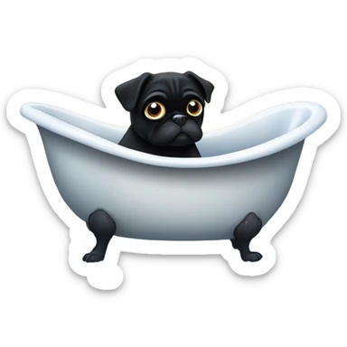 Black pug taking a bath sticker
