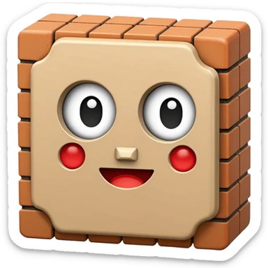 a fuzzy brick sticker