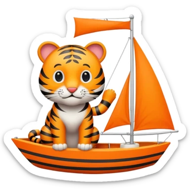 cute tiger sailing on sailboat  sticker