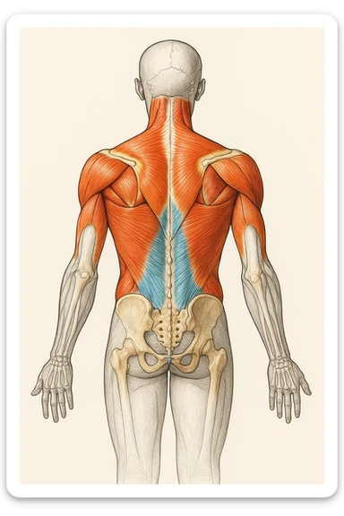 dorso attivo, fammi il dorso colorato e il resto del corpo bianco e nero anatomicamente su sfondo isolato sticker