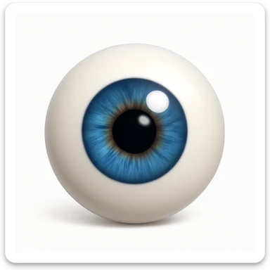 A 3D emoji in iOS emoji aesthetic style of a single human eye, with a detailed iris and pupil, smooth glossy surface, realistic shading and reflection, clean white background sticker