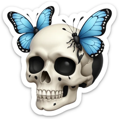 Skull and black butterflies sticker