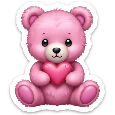 pink cute teddy bear sending hearts and love sticker
