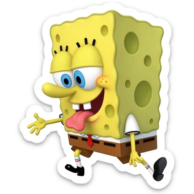 SpongeBob licking the screen moving sticker