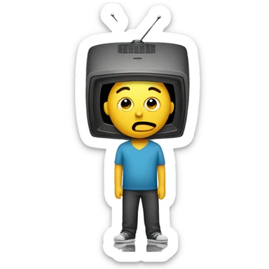 a man with a tv on his head sticker