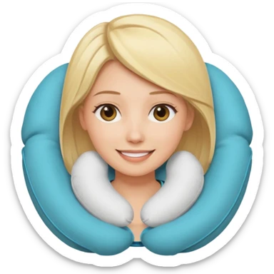 blonde woman using travel pillow  sticker
