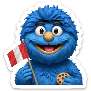 cookie monster with french flag sticker