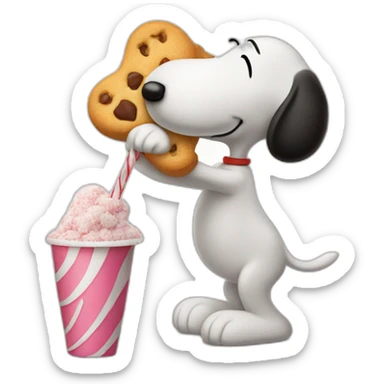Snoopy sucking up sugar with a straw sticker