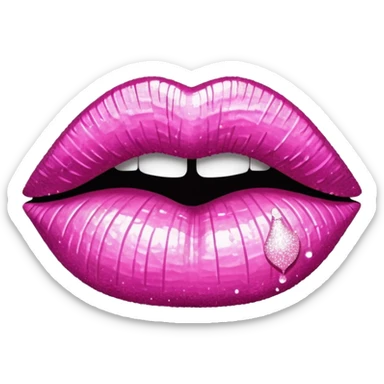 glitter pink mark of lipstick kiss sticker