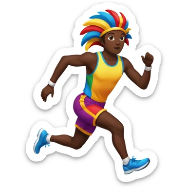 Um atleta de corrida vestido com roupa de carnaval sticker
