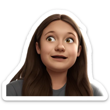 girl with brown hair indoors sticker