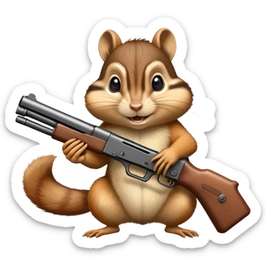 Chipmunk holding gun sticker