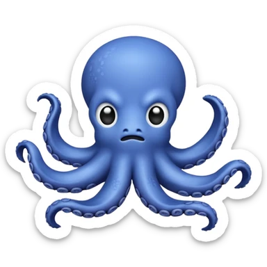 Octupus stuffed animal with big frown sticker