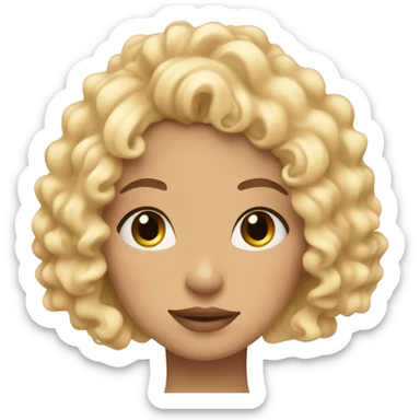 Curly blonde woman in pastel colors with hearts and bangs sticker