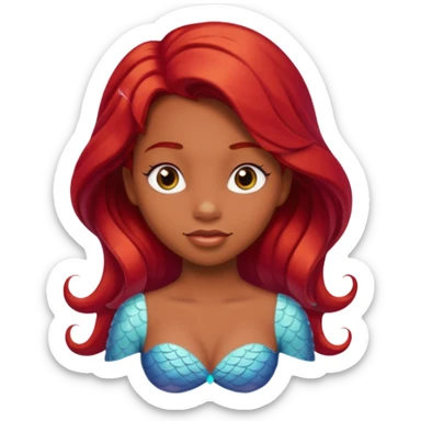 The little mermaid with brown skin and red hair  sticker