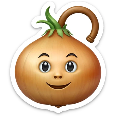 An onion emoji in the style of Apple emoji with a handle and a knocker. sticker