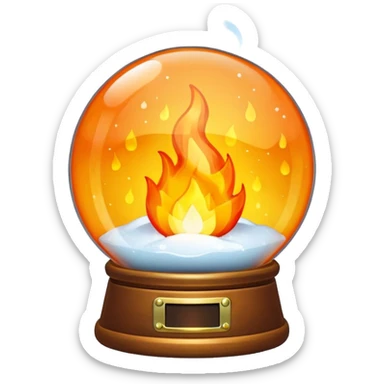 Can you make a snow globe emoji with a flame in it sticker