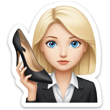 A blond girl blue eyes, Business Outfit, black high heels  sticker