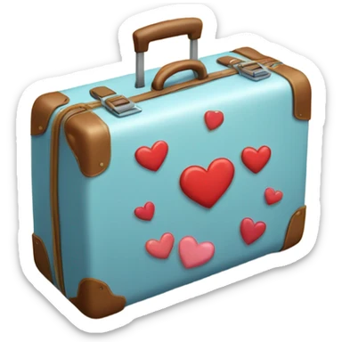 A suitcase with hearts around it sticker