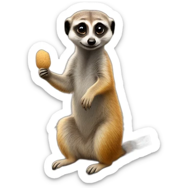 A meerkat with a peanut in his hand sticker