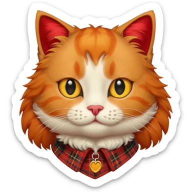Cat cat with red plaid collar sticker