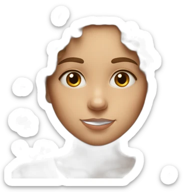 face of midle easten white curly tenage girl with medium brown hair in T-shirt sticker