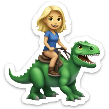 blonde girl riding a dinosaur sticker