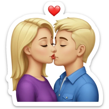 blonde girl and gay guy kissing sticker