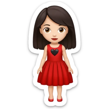 Uma menina de cabelo preto com o vestido vermelho mandando coração vermelho sticker