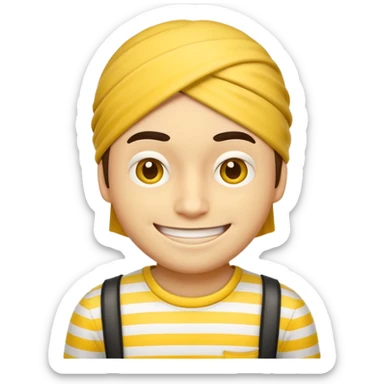 Make a robber emoji with yellow skin and white and yellow shirt with no mask sticker