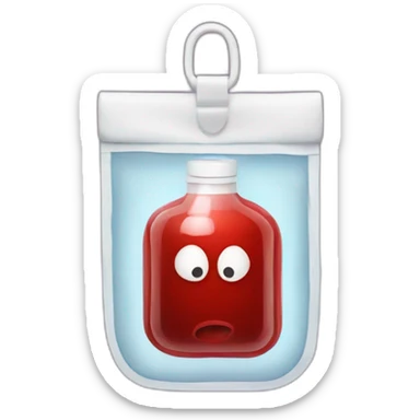 blood in a soft medical bag sticker