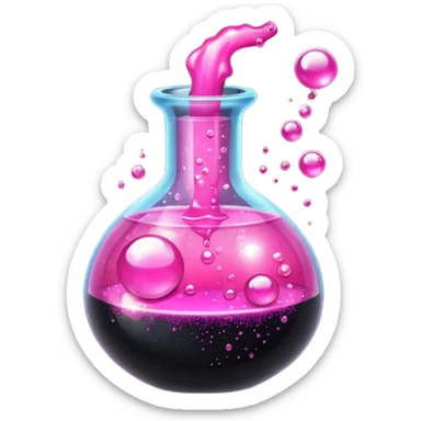 Black hot pink magical potion with sparkles and glitter sticker