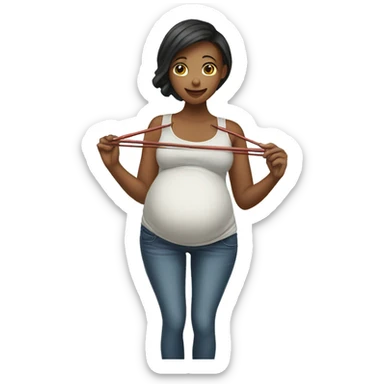Pregnant women holding a hanger sticker