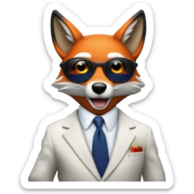 Fire Dark blue fox in a suit with a cigar and a martini glass sticker