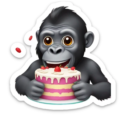 Gorilla eating cake sticker