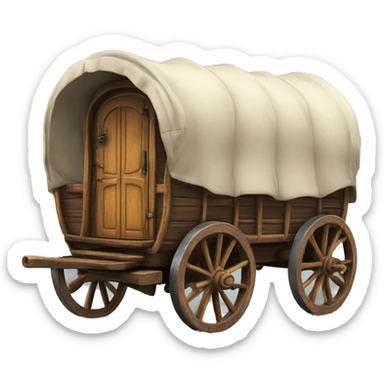 Realistic vintage round gypsy wagon sticker