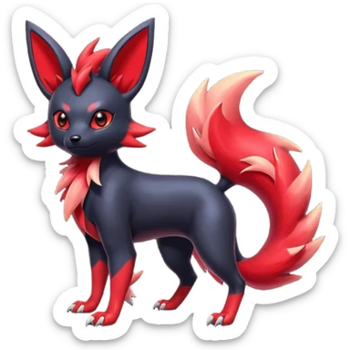  Shiny red Zorua-Umbreon-Salandit-Jolteon-fusion sticker