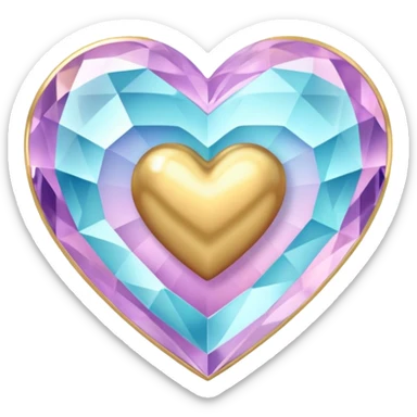 Crystals Pastel gold heart 3D  sticker