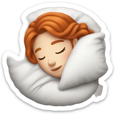 pretty redhead girl sleeping with comfy pillow sticker