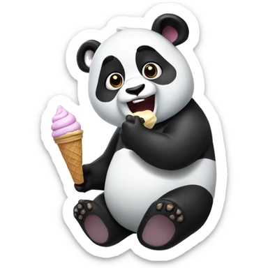 Panda eating ice cream sticker