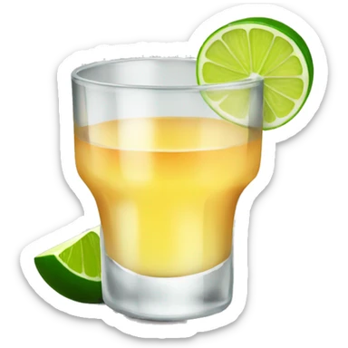 Tequila shot with lime and salt sticker