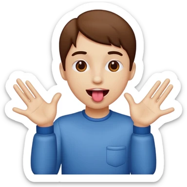  Tongue out with hands to the side ￼ sticker